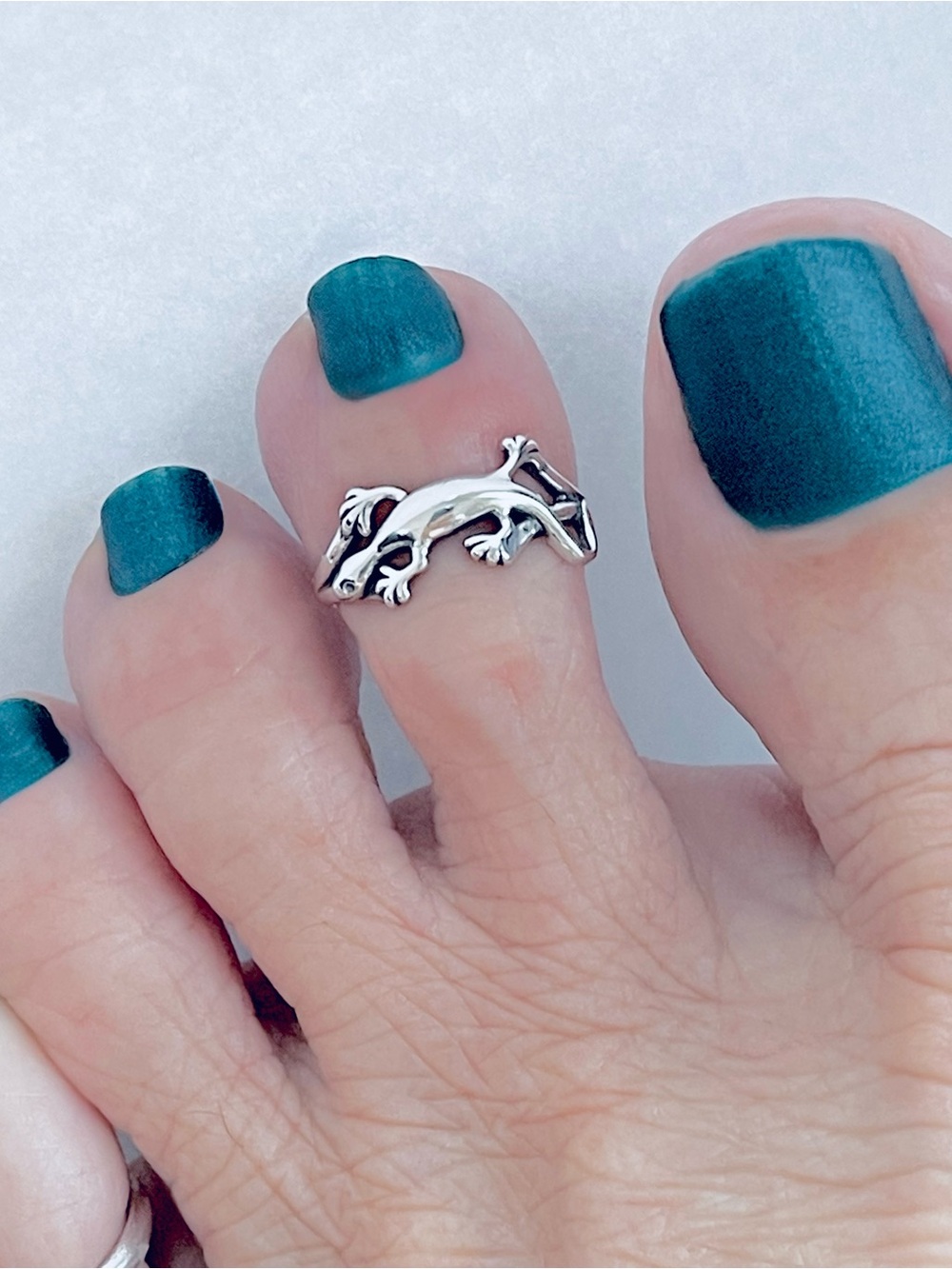 Sterling Silver Lizard Toe Ring, Silver Gecko Rings, Reptile Animal Jewelry